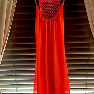 Neon pink/orange coverup.